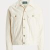 White Men’s Ralph Lauren Polo Bear Embroidered Trucker Jackets