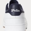 White / Navy Men’s Ralph Lauren Court Leather Low-Top Sneakers