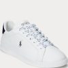 White / Navy Men’s Ralph Lauren Heritage Court II Leather Sneakers