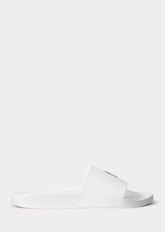 White / Navy Men’s Ralph Lauren Signature Pony Slippers