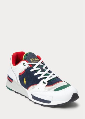 White / Navy Men’s Ralph Lauren Trackster 200 Sneakers