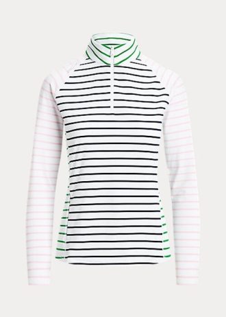 White / Navy / Pink Women’s Ralph Lauren Striped Stretch Jersey Sweatshirts