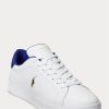 White / Royal Men’s Ralph Lauren Heritage Court II Leather Sneakers