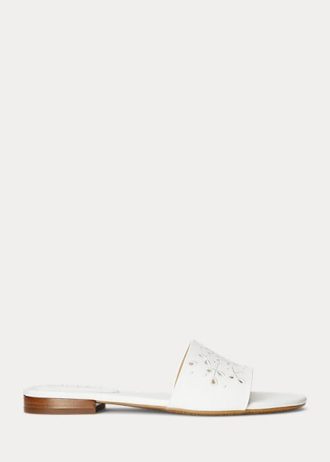 White Women’s Ralph Lauren Andee Eyelet Leather Sandals