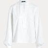 White Women’s Ralph Lauren Boxy Fit Cotton Blouson-Sleeve Shirts