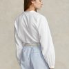 White Women’s Ralph Lauren Boxy Fit Cotton Blouson-Sleeve Shirts