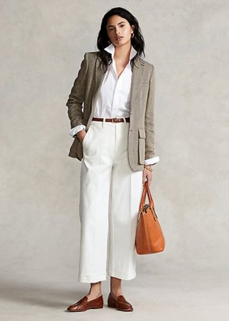 White Women’s Ralph Lauren Chino Wide-Leg Pants