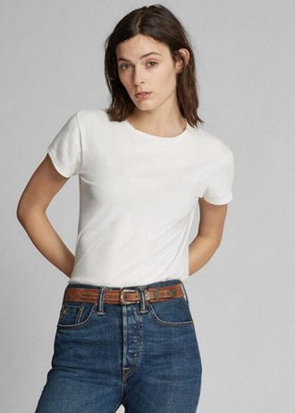 White Women’s Ralph Lauren Cotton Jersey Crewneck T Shirts White Women’s Ralph Lauren Cotton Jersey Crewneck T Shirts