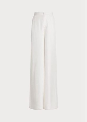 White Women’s Ralph Lauren Elaine Silk Shantung Wide-leg  Pants