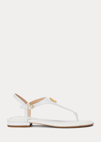 White Women’s Ralph Lauren Ellington Embossed Leather Sandals