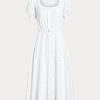 White Women’s Ralph Lauren Eyelet-Embroidered Linen Dress
