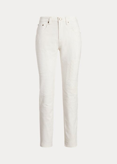 White Women’s Ralph Lauren Eyelet-Patchwork Relaxed Tapered Jeans White Women’s Ralph Lauren Eyelet-Patchwork Relaxed Tapered Jeans