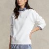 White Women’s Ralph Lauren Fleece Crewneck Pullover Sweatshirts