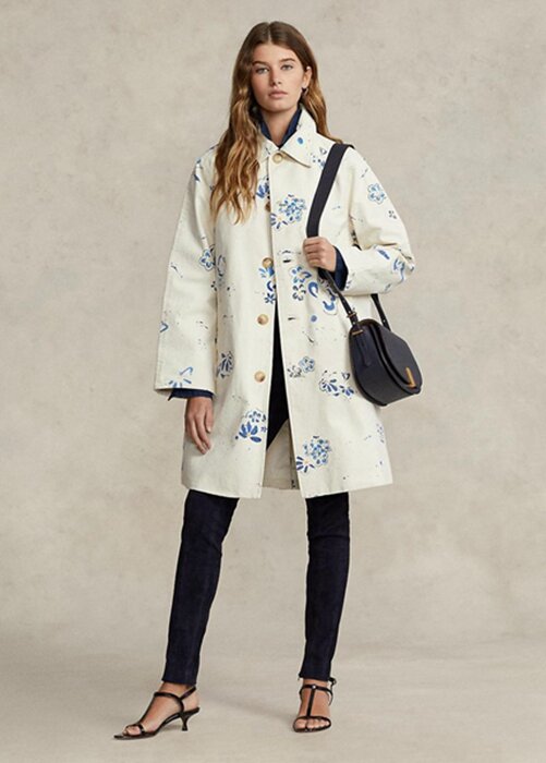 White Women’s Ralph Lauren Floral-motif Canvas Coats White Women’s Ralph Lauren Floral-motif Canvas Coats
