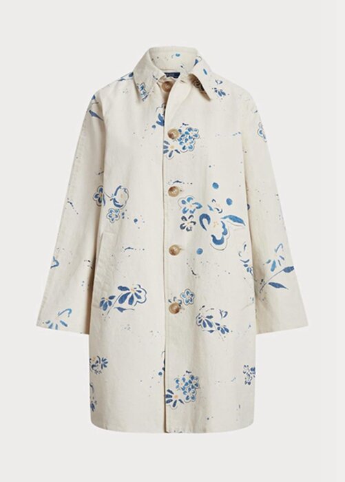 White Women’s Ralph Lauren Floral-motif Canvas Coats White Women’s Ralph Lauren Floral-motif Canvas Coats