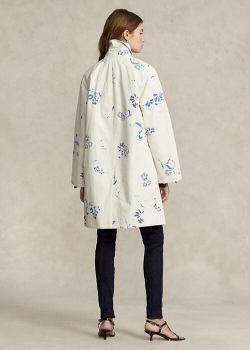 White Women’s Ralph Lauren Floral-motif Canvas Coats White Women’s Ralph Lauren Floral-motif Canvas Coats