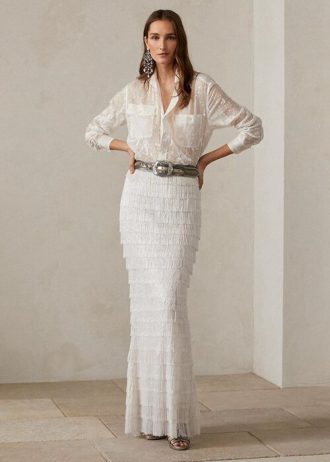 White Women’s Ralph Lauren Fontanna Embellished Maxi Skirts