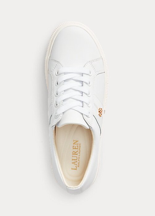White Women’s Ralph Lauren Janson II Action Leather Sneakers White Women’s Ralph Lauren Janson II Action Leather Sneakers