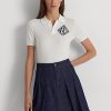 White Women’s Ralph Lauren Jersey Polo Shirts