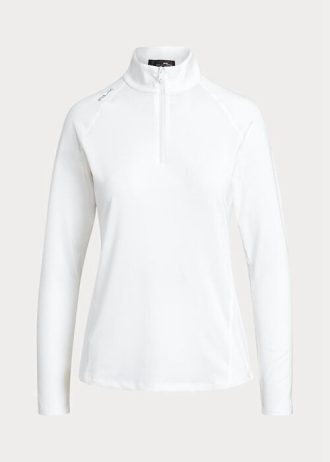 White Women’s Ralph Lauren Jersey Quarter-zip Pullover Sweatshirts