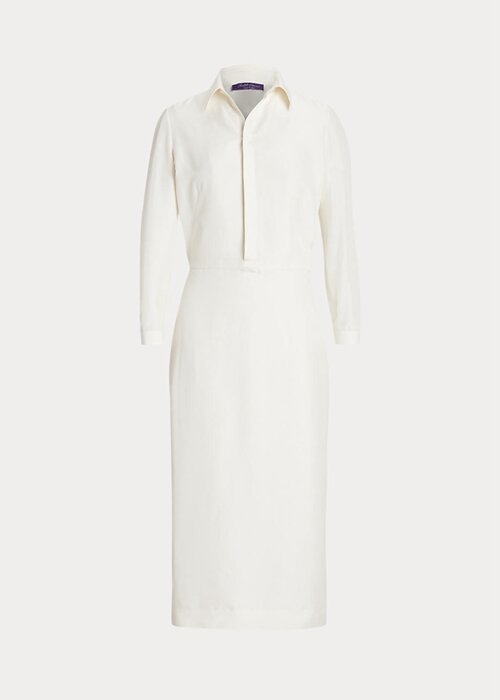 White Women’s Ralph Lauren Knowles Silk Shantung Day Dress White Women’s Ralph Lauren Knowles Silk Shantung Day Dress