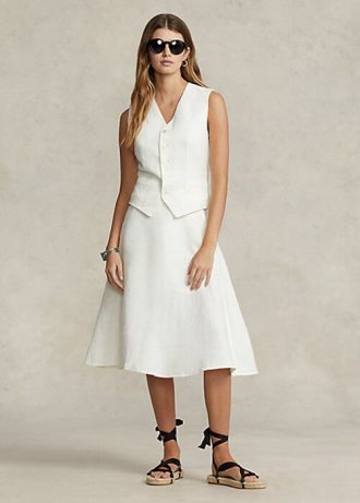White Women’s Ralph Lauren Linen A-Line Skirts