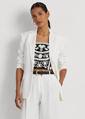 White Women’s Ralph Lauren Linen-Blend Twill Blazers