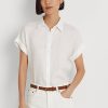 White Women’s Ralph Lauren Linen Dolman-Sleeve Shirts