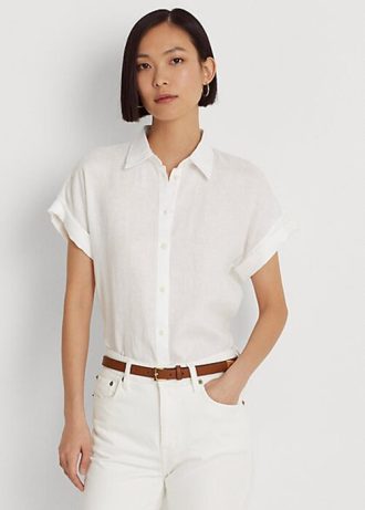 White Women’s Ralph Lauren Linen Dolman-Sleeve Shirts