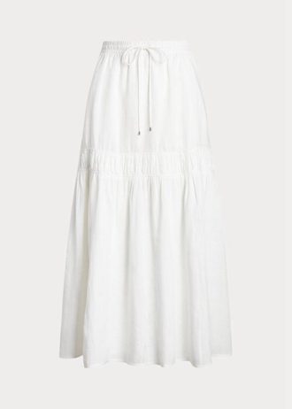 White Women’s Ralph Lauren Linen Tiered Maxiskirt Skirts