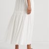 White Women’s Ralph Lauren Linen Tiered Maxiskirt Skirts