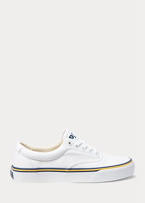 White Women’s Ralph Lauren Logo Cotton Canvas Sneakers White Women’s Ralph Lauren Logo Cotton Canvas Sneakers