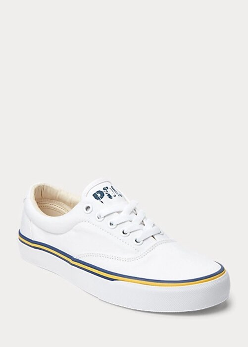 White Women’s Ralph Lauren Logo Cotton Canvas Sneakers White Women’s Ralph Lauren Logo Cotton Canvas Sneakers