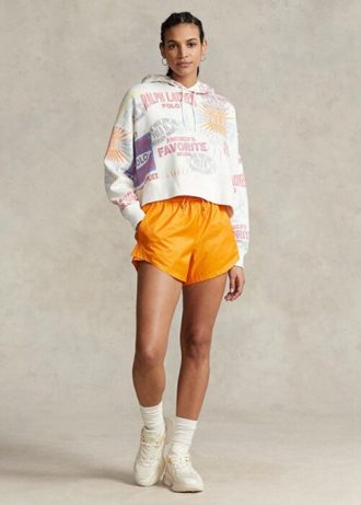 White Women’s Ralph Lauren Logo Graphic Oversize Fleece  Hoodie