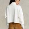 White Women’s Ralph Lauren Logo Oversize Mockneck Cotton Sweatshirts