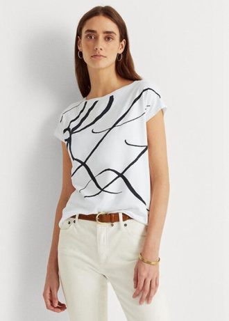 White Women’s Ralph Lauren Logo-print Cotton-blend   Tops