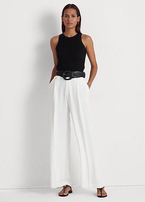 White Women’s Ralph Lauren Pleated Georgette Pants White Women’s Ralph Lauren Pleated Georgette Pants