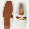 White Women’s Ralph Lauren Polo ID Shearling Flat Shoes