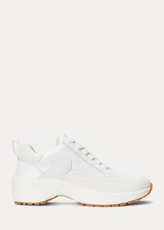 White Women’s Ralph Lauren Reaghan Leather & Suede Sneakers