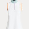 White Women’s Ralph Lauren Sleeveless Quarter-Zip Polo Shirts
