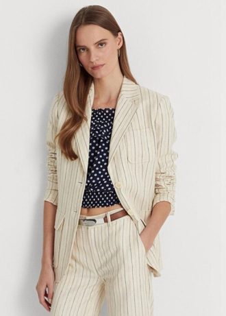 White Women’s Ralph Lauren Striped Linen-blend Twill  Blazers