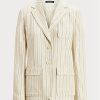 White Women’s Ralph Lauren Striped Linen-blend Twill  Blazers