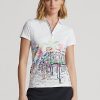 White Women’s Ralph Lauren Tailored Fit French Quarter-Motif Polo Shirts
