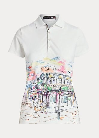 White Women’s Ralph Lauren Tailored Fit French Quarter-Motif Polo Shirts