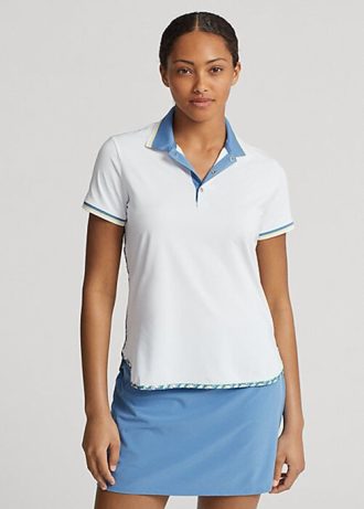White Women’s Ralph Lauren Tailored Fit Jersey Polo Shirts