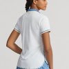 White Women’s Ralph Lauren Tailored Fit Jersey Polo Shirts