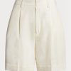 White Women’s Ralph Lauren Tracy Pleated Silk Shantung  Shorts