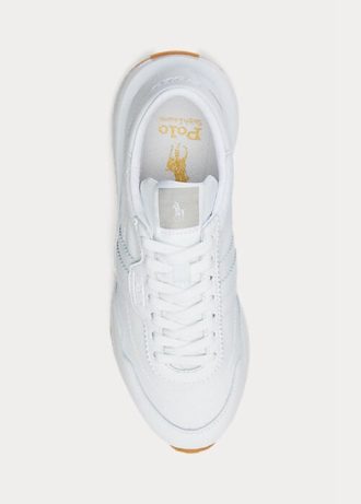 White Women’s Ralph Lauren Train 89 Leather & Oxford Sneakers
