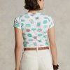 White Women’s Ralph Lauren Travel Motif Ribbed Cotton  T Shirts