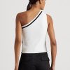 White Women’s Ralph Lauren Two-Tone One-Shoulder Cropped Sweaters